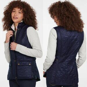 Barbour Classic British Sz 4 Quilted Navy Blue Vest Wray Gilet Lined: MSRP $200